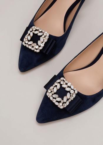 Phase Eight Suede Embellished Kitten Heels Navy Canada | XLWYJK-826